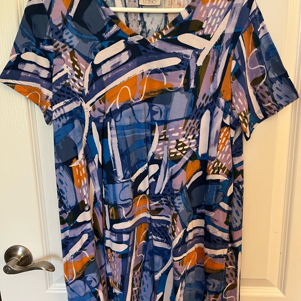 LOGO by Lori Goldstein Multicolor Abstract Top